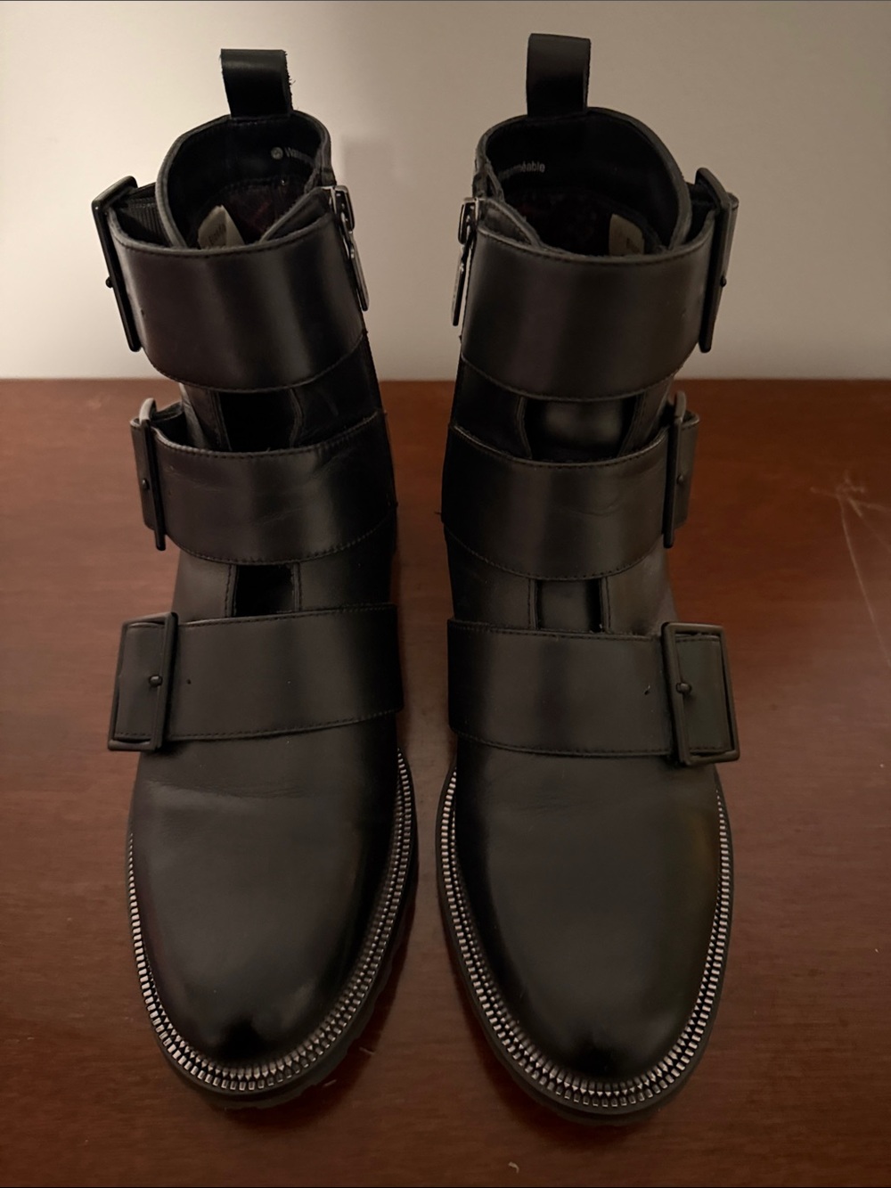 Blondo women’s Black Triple Strap Combat Boots